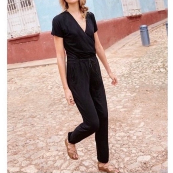 Boden Black Jersey Surplus Wrap Jumpsuit size: US 6R